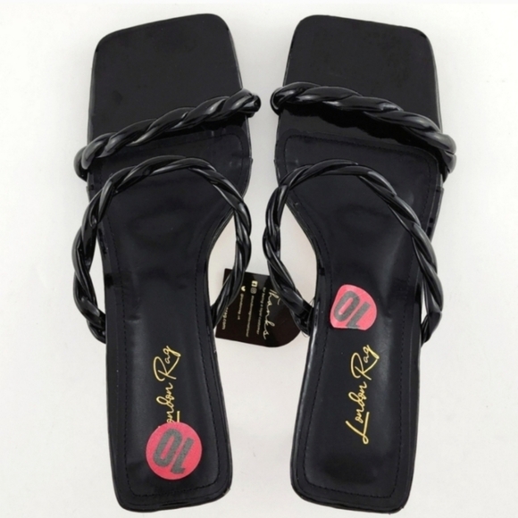 London Rag Black Inamorata Braided Cord Clear Heeled Sandals Square Toe Size 10 - Picture 11 of 12